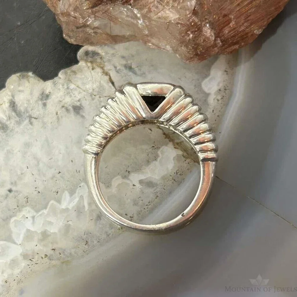 Carolyn Pollack Sterling Faceted Smokey Quartz Decorated Ring Sz 6.25 For Women